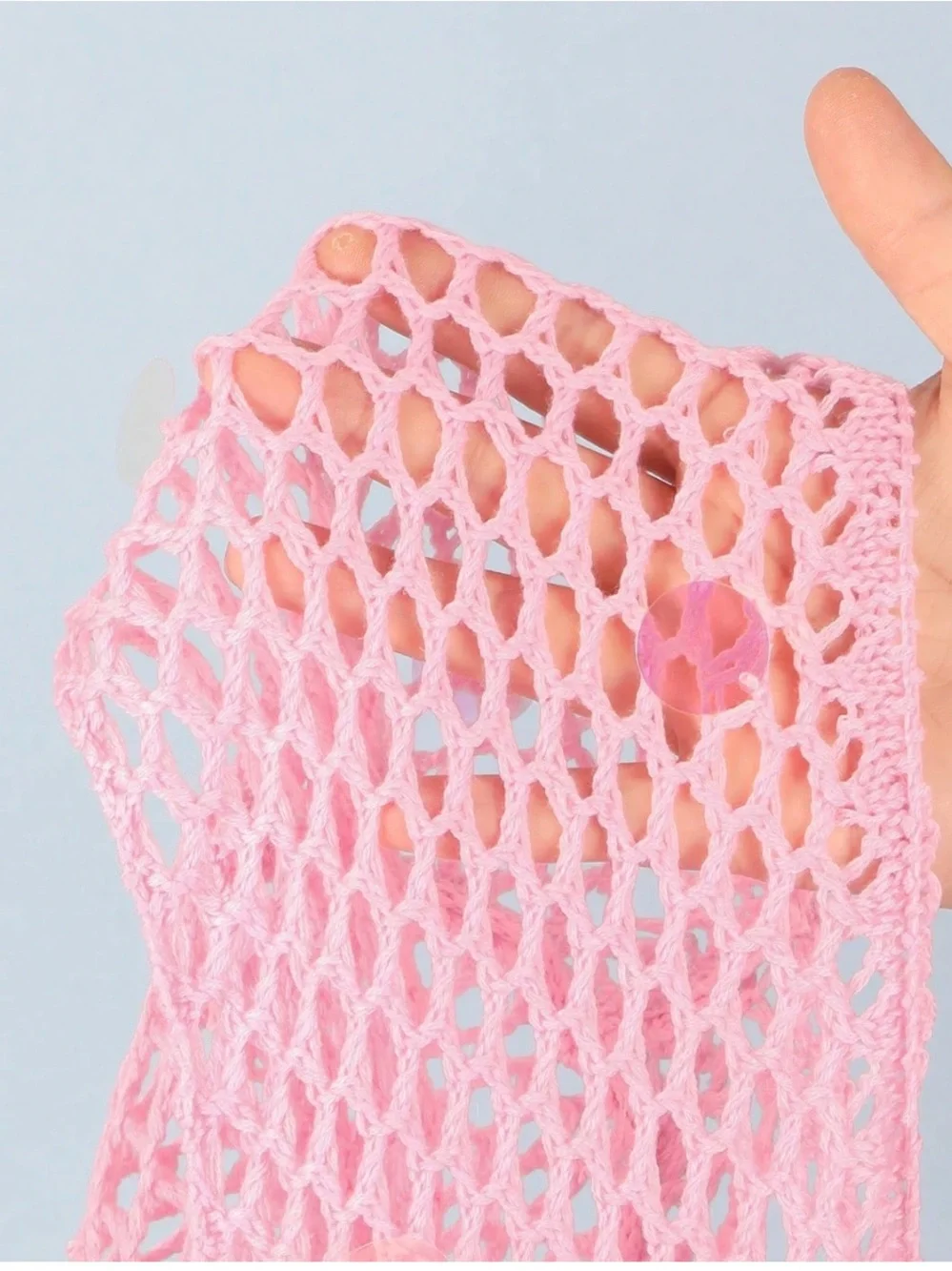 Pink Crochet Two-Piece Set - Cropped Top & Drawstring Skirt